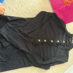Tory Burch Black Ruffled Button-Up Blouse